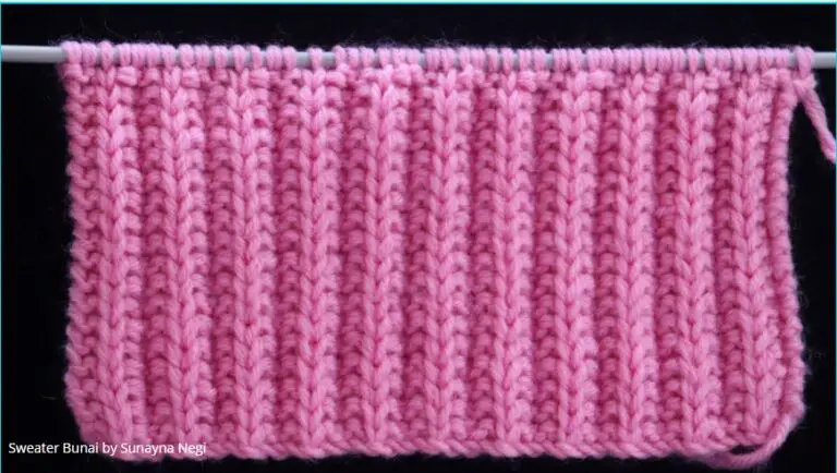 Easy Double-sided knitting pattern for sweater border scarf & baby blankets bunai by sunayana negi