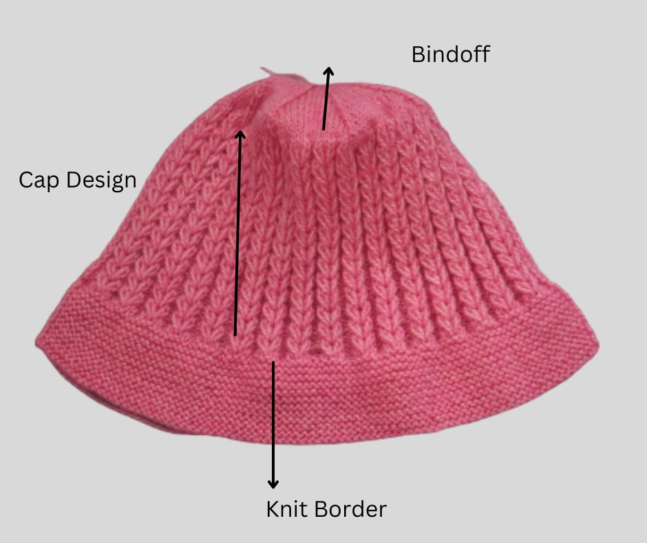 Ladies Muffler Cap Border Pattern