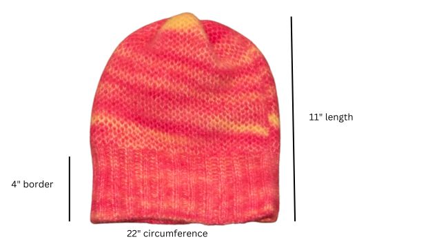 Unisex honeycomb hat measurements include total length, border length, and sizes included, with circumference