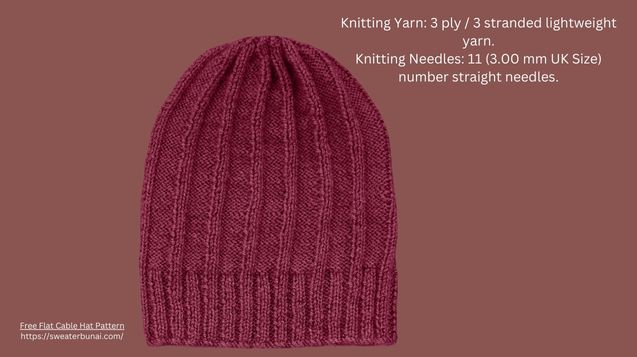 Easy Knit Purl (Stitches) Hat Pattern Image.